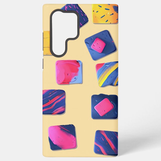Abstract Colourful Blocks Pattern Samsung Galaxy S22 Ultra Case (Back)
