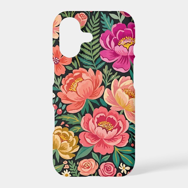 Abstract Colourful Boho Floral Peonies iPhone Case (Back)