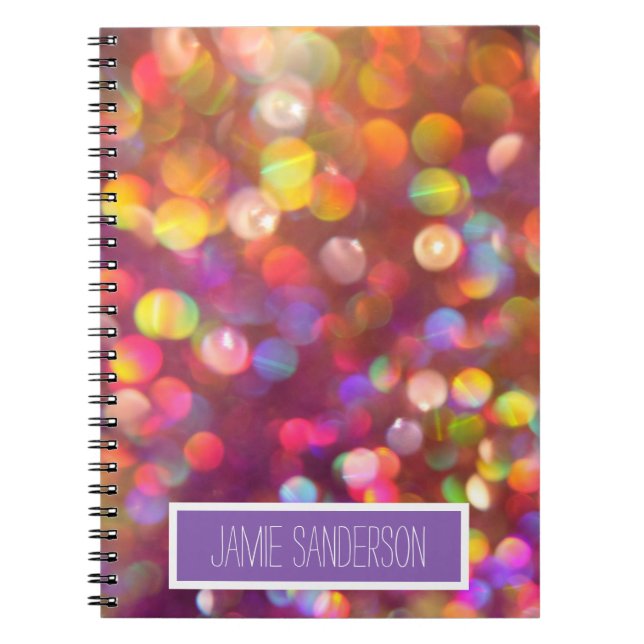 Abstract Colourful Bokeh Add Your Name Notebook (Front)