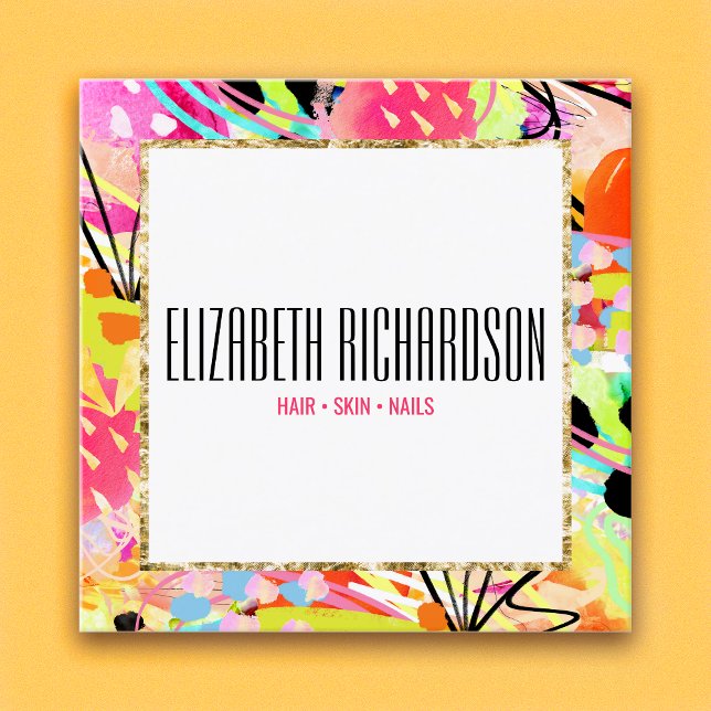 Abstract Colourful Bold Vibrant Chic Modern Square Business Card (Creator Uploaded)