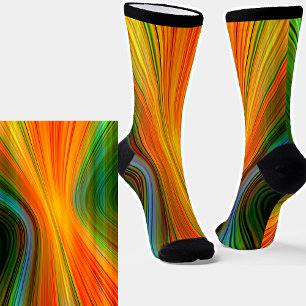 Abstract Colourful Bright Line Stripes Socks