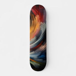 Abstract Colourful Brush Art Skateboard: Creative Skateboard