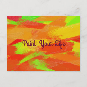 Abstract colourful brush strokes texture.text. postcard