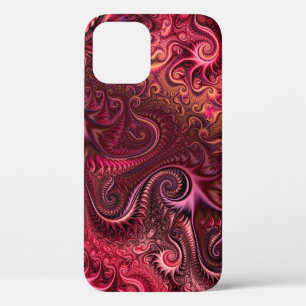 Abstract Colourful Burgundy Carmine Spiral Pattern iPhone 12 Case