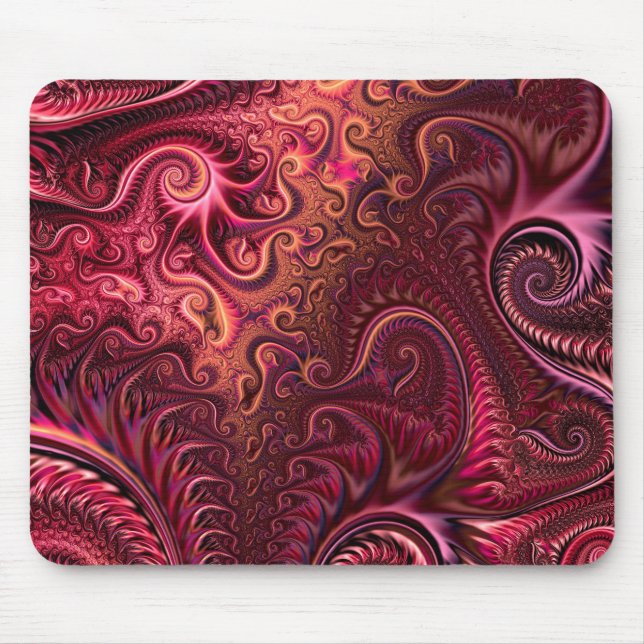 Abstract Colourful Burgundy Carmine Spiral Pattern Mouse Pad (Front)
