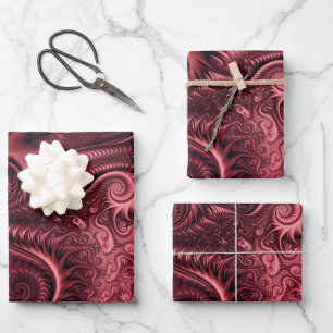 Abstract Colourful Burgundy Carmine Spiral Pattern Wrapping Paper Sheet
