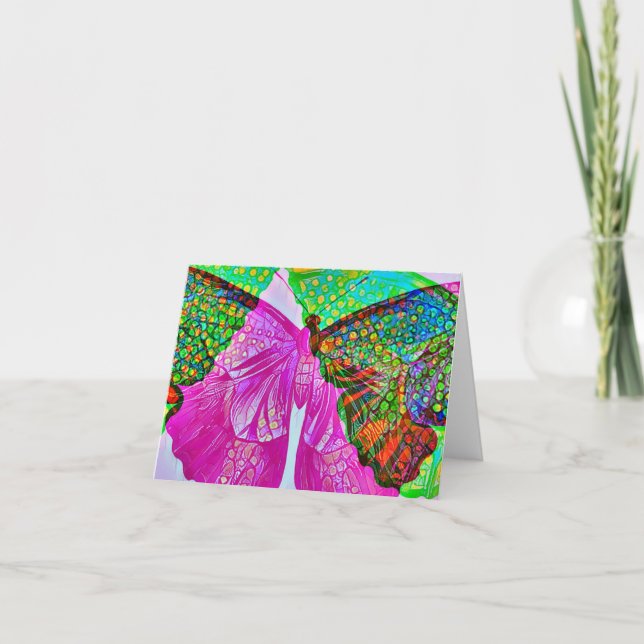 Abstract Colourful Butterfly Art Note Card (Front)