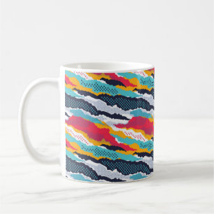 Abstract colourful camouflage wallpaper with polka coffee mug