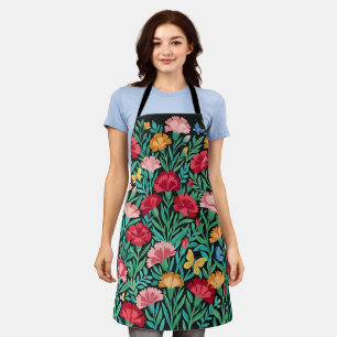 Abstract Colourful Carnations Butterflies Apron