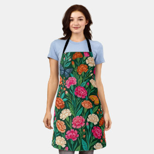 Abstract Colourful Carnations Butterflies Apron