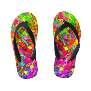 Abstract Colourful Chaos Pattern Kid's Jandals