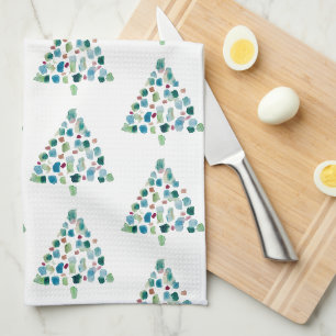 Abstract Colourful Christmas Watercolor Tea Towel