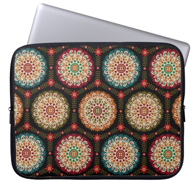 abstract colourful circle bunch pattern background laptop sleeve (Front)