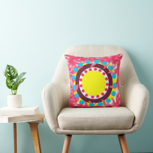 Abstract Colourful Circle Floral Pattern Cushion