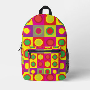 Abstract Colourful Circle Square Seamless Pattern Printed Backpack