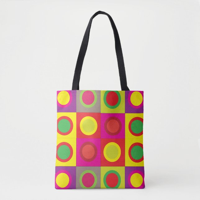 Abstract Colourful Circle Square Seamless Pattern  Tote Bag (Front)