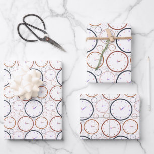 Abstract Colourful Clock Shape Pattern Wrapping Paper Sheet