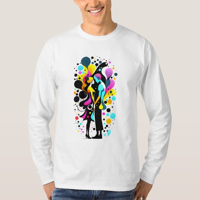 Abstract Colourful Couple Design, colour splash T-Shirt (Front)