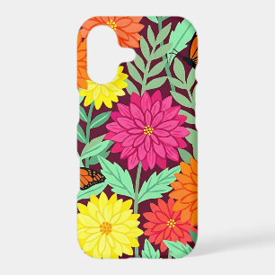 Abstract Colourful Dahlias & Monarchs iPhone Cases
