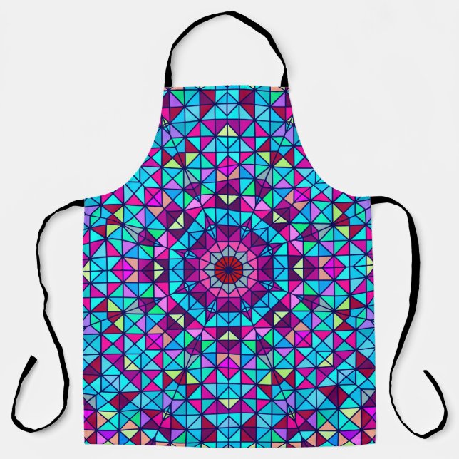 Abstract Colourful Digital Decorative Flower. Geom Apron (Front)