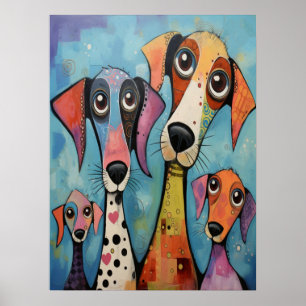 Abstract Colourful Dog Family Minimalist Beautiful Poster