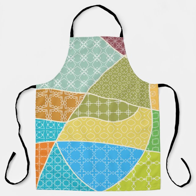 Abstract colourful doodle pattern in mosaic style apron (Front)