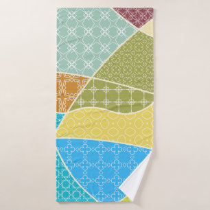 Abstract colourful doodle pattern in mosaic style bath towel
