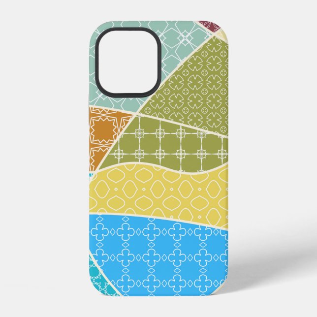Abstract colourful doodle pattern in mosaic style iPhone case (Back)