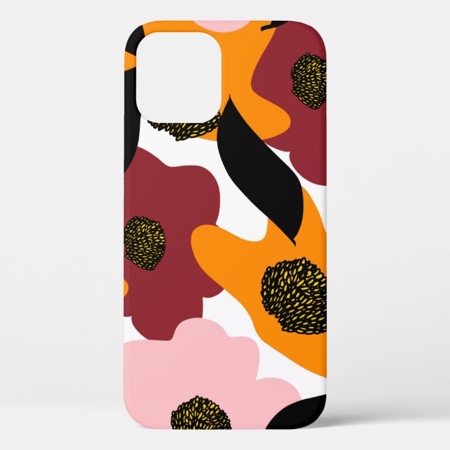 Abstract colourful doodles flowers and leaves back Case-Mate iPhone case (Back)
