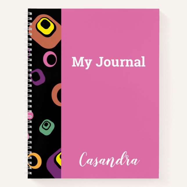 Abstract Colourful Dots on Pink Background Journal (Front)