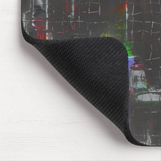 Abstract colourful drawing in dark night under jut mouse pad (Corner)