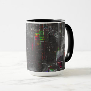 Abstract colourful drawing in dark night under jut mug