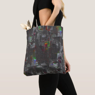 Abstract colourful drawing in dark night under jut tote bag