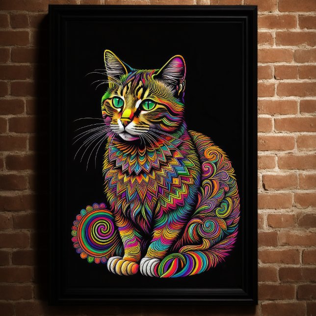 Abstract Colourful Drawing of A Cat 2:3 II Poster (Creator Uploaded)