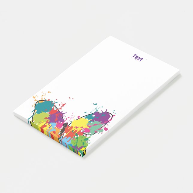 Abstract Colourful Drip Paint Butterfly Post-it Notes (Angled)