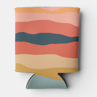 Abstract Colourful Earthy Coral Stripe Pattern Can Cooler