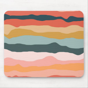 Abstract Colourful Earthy Coral Stripe Pattern Mouse Pad