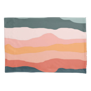 Abstract Colourful Earthy Coral Stripe Pattern Pillowcase