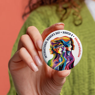 Abstract Colourful Faces Women's Day   IWD 7.5 Cm Round Badge