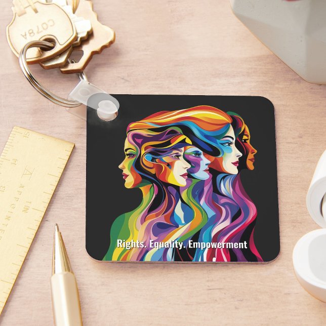 Abstract Colourful Faces Women's Day | IWD Key Ring (Abstract Colorful Faces Women's Day | IWD Keychain)