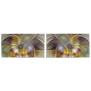 Abstract Colourful Fantasy Flower Fractal Art Pillowcase