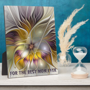 Abstract Colourful Fantasy Flower Fractal Best Mum Plaque
