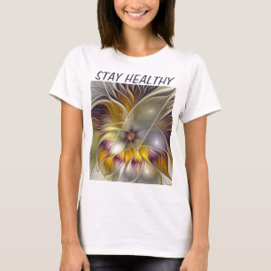 Abstract Colourful Fantasy Flower Fractal Own Text T-Shirt