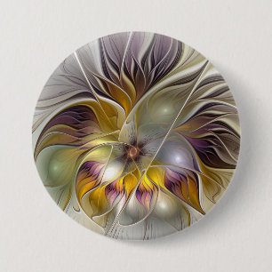 Abstract Colourful Fantasy Flower Modern Fractal 7.5 Cm Round Badge
