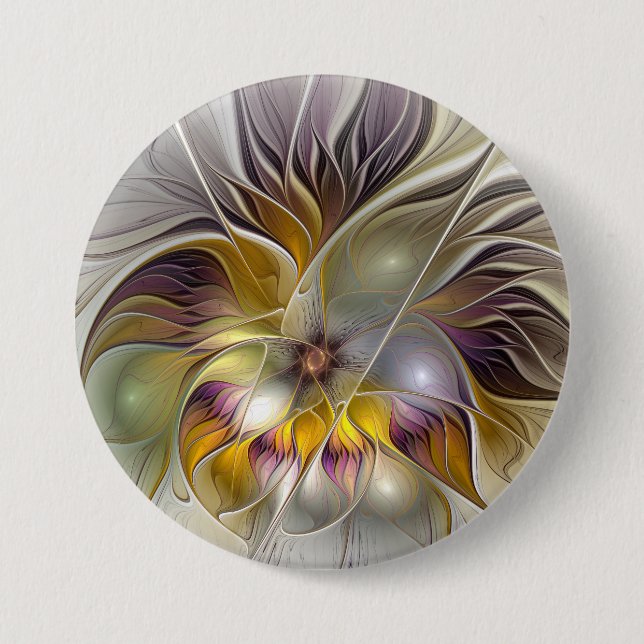 Abstract Colourful Fantasy Flower Modern Fractal 7.5 Cm Round Badge (Front)