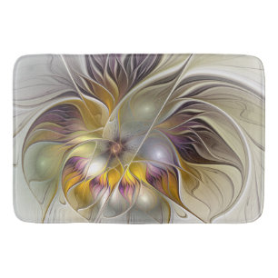 Abstract Colourful Fantasy Flower Modern Fractal Bath Mat