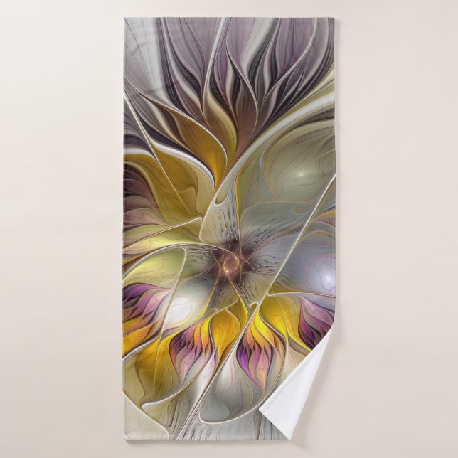 Abstract Colourful Fantasy Flower Modern Fractal Bath Towel (Bath Towel)