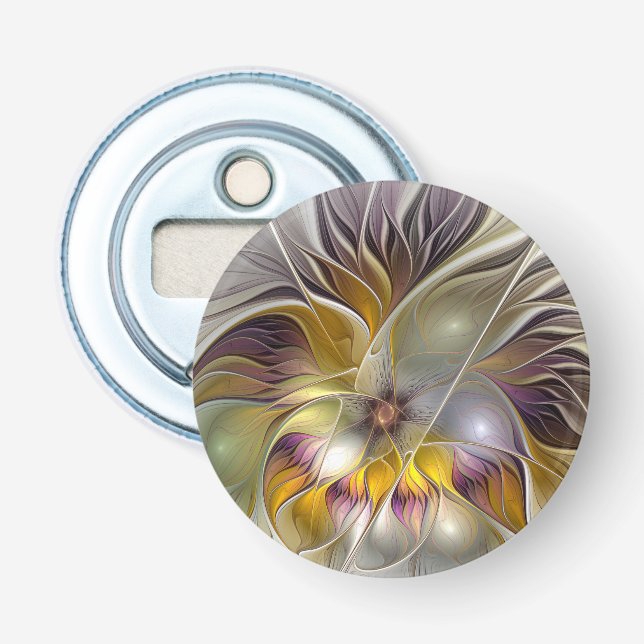 Abstract Colourful Fantasy Flower Modern Fractal Bottle Opener (Front)