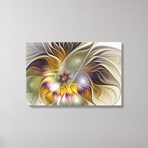 Abstract Colourful Fantasy Flower Modern Fractal Canvas Print
