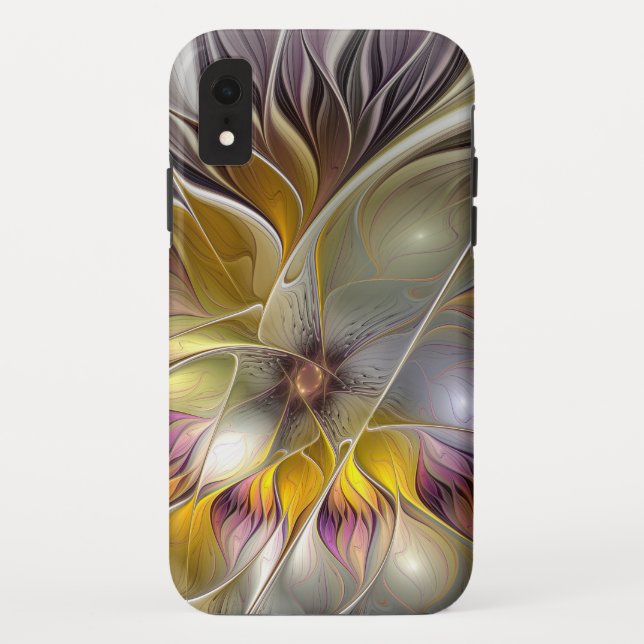 Abstract Colourful Fantasy Flower Modern Fractal Case-Mate iPhone Case (Back)